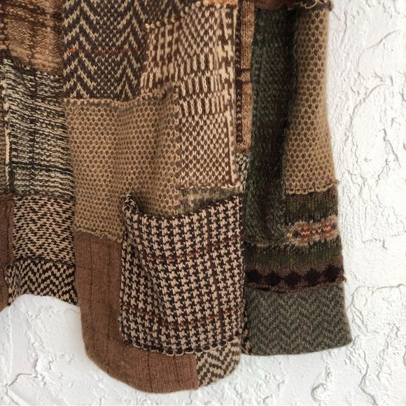 RALPH LAUREN COLLECTION Purple Label Patchwork Shawl-Collar Cardigan Size Medium - Picture 4 of 10